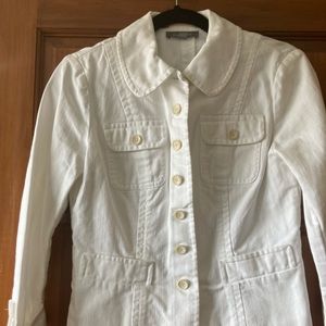 Ann Taylor White 3/4 Sleeve Jean Jacket